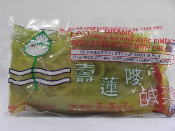 Lotus brand Pickled Mustard with chilli.
